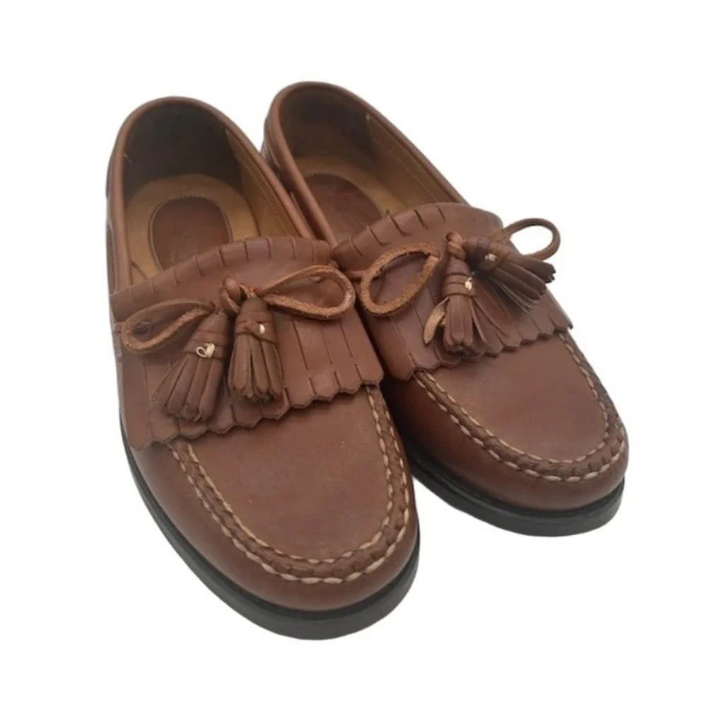 Johnston Murphy Kiltie Loafers Men's Size 8.5M Brown Leather Shoes Tassles